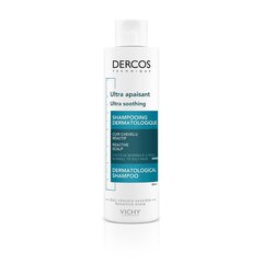 <p>Шампунь Vichy Dercos Ultra Soothing предназначен для нормальных и жирных волос. Это дерматологический шампунь, который успокаивает кожу головы до 48 часов после начала использования. Состав обогащен комплексом Sensirine, обогащенным витамином С и пантенолом.</p>
 цена и информация | Шампуни | kaup24.ee