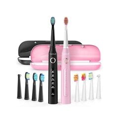 Elektrilised hambaharjad koos otsikukomplekti ja korpusega Fairywill Sonic, roosa ja must, FW-507 hind ja info | Elektrilised hambaharjad | kaup24.ee