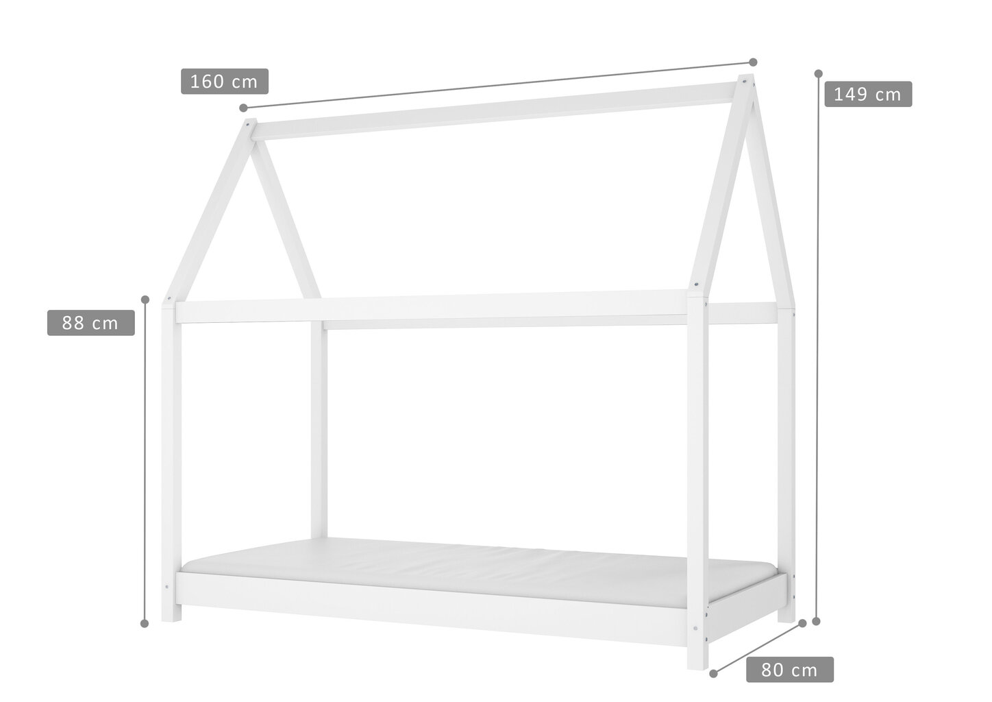 Lastevoodi Cot, 80x160 cm, valge цена и информация | Lastevoodid | kaup24.ee