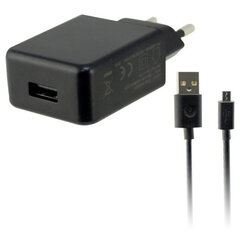 Seinalaadija + USB Mikrokaabel KSIX USB 2A Must hind ja info | Mobiiltelefonide laadijad | kaup24.ee