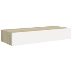 Seinariiul sahtliga, vidaXL, tamm/valge, 60x23,5x10cm, MDF hind ja info | Riiulid | kaup24.ee