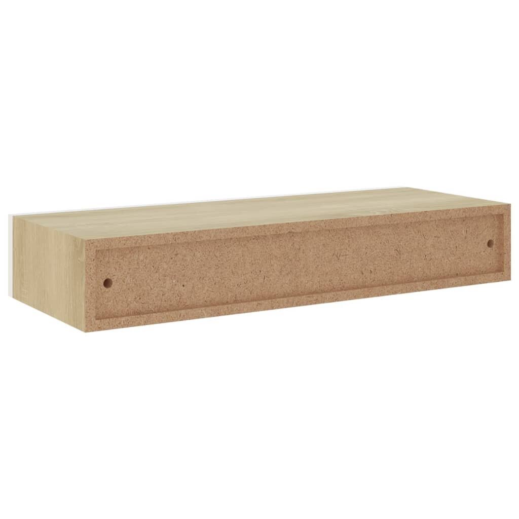 Seinariiul sahtliga, vidaXL, tamm/valge, 60x23,5x10cm, MDF цена и информация | Riiulid | kaup24.ee