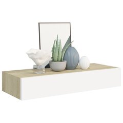 Seinariiul sahtliga, vidaXL, tamm/valge, 60x23,5x10cm, MDF цена и информация | Полки | kaup24.ee