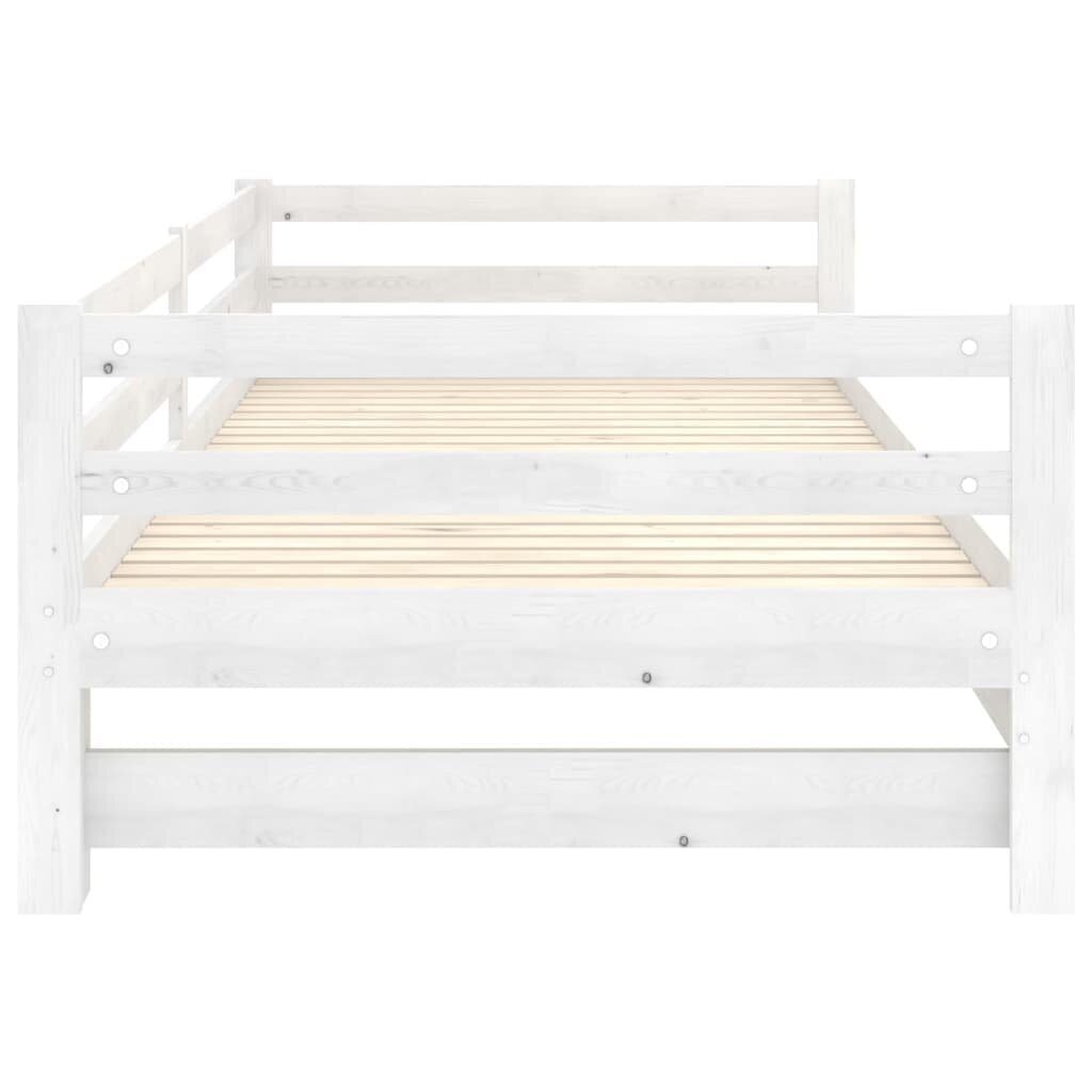 Lahtikäiv voodi, vidaXL, 2x90x200 cm, männipuit, valge hind ja info | Voodid | kaup24.ee