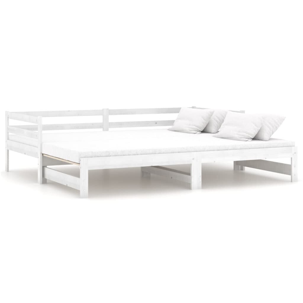 Lahtikäiv voodi, vidaXL, 2x90x200 cm, männipuit, valge hind ja info | Voodid | kaup24.ee