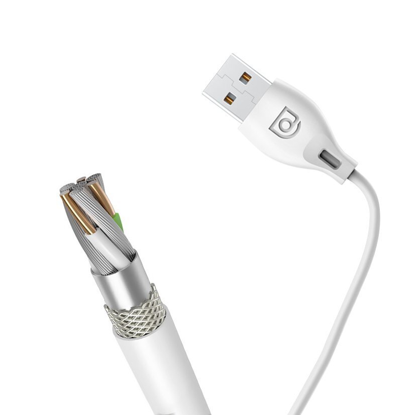 Dudao USB / Lightning andmelaadimiskaabel 2,4A 1m valge (L4L 1m valge) цена и информация | Mobiiltelefonide kaablid | kaup24.ee