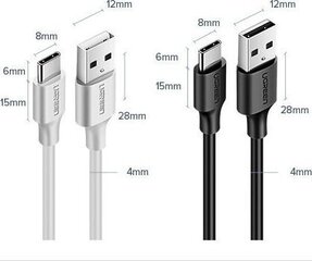 Кабель Ugreen USB - USB Type C 3A 3 м, черный (60826) цена и информация | Кабели для телефонов | kaup24.ee