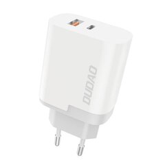 Dudao wall charger EU adapter USB / USB Typ C Power Delivery kiirlaadija 3.0 3A 22,5W valge (A6xsEU valge) hind ja info | Mobiiltelefonide laadijad | kaup24.ee