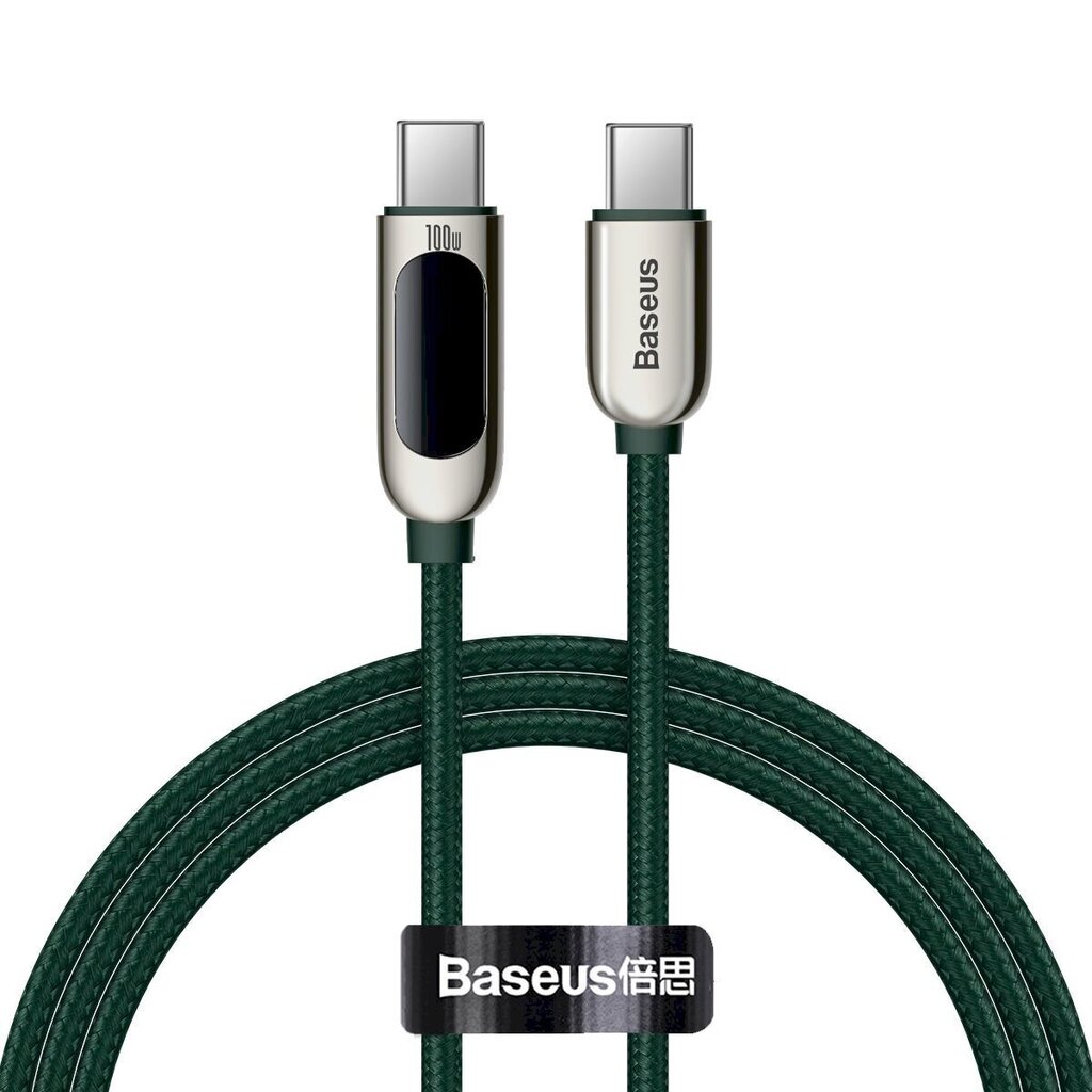 Baseus Display Cable USB-C to USB-C 100W 1m (green) цена и информация | Mobiiltelefonide kaablid | kaup24.ee