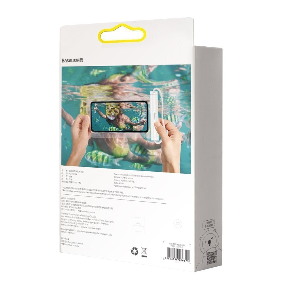 Baseus transparent waterproof phone case bag for swimming pool beach white (ACFSD-E02) hind ja info | Telefoni kaaned, ümbrised | kaup24.ee