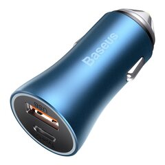 Baseus Golden Contactor Pro car charger, USB + USB-C, QC4.0+, PD, SCP, 40W (blue) цена и информация | Зарядные устройства для телефонов | kaup24.ee