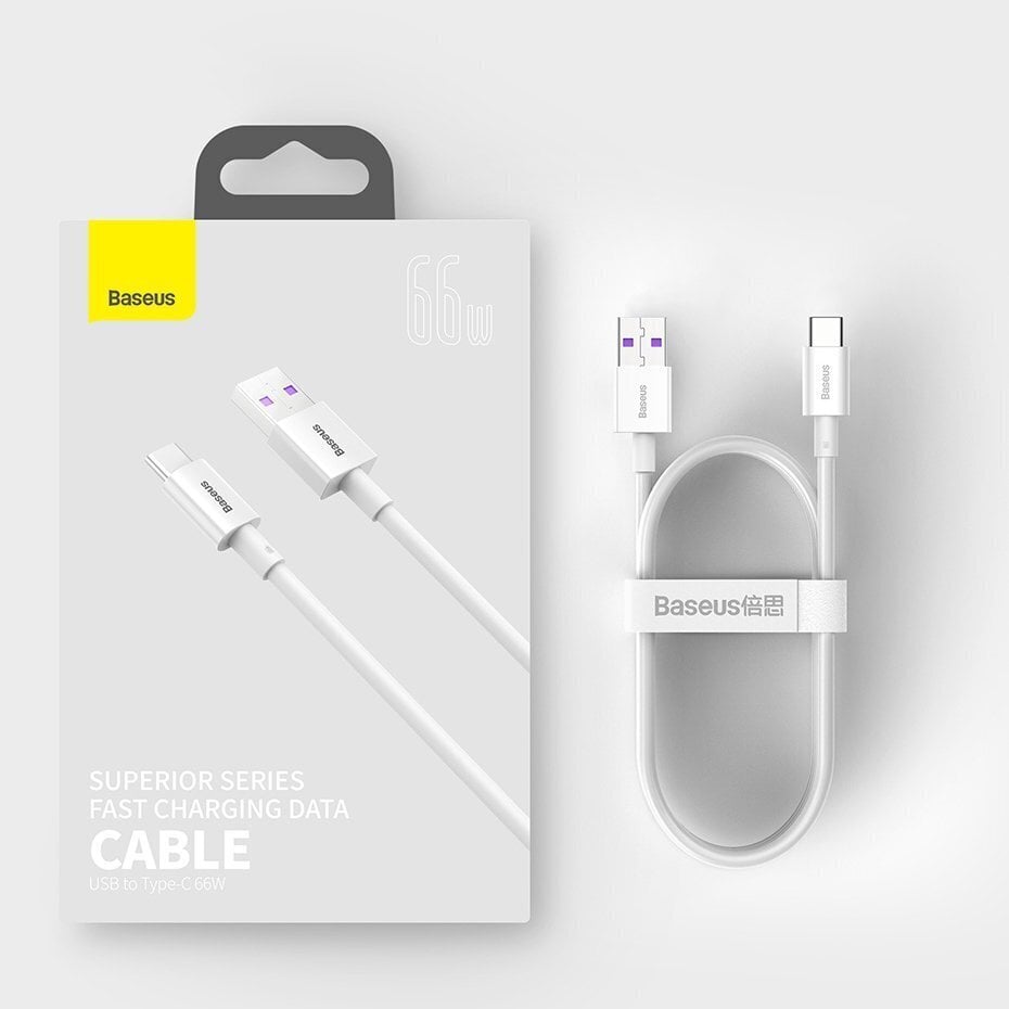 Baseus Superior USB - USB Typ C fast charging data cable 66 W (11 V / 6 A) Huawei SuperCharge SCP 1 m black (CATYS-01) цена и информация | Mobiiltelefonide kaablid | kaup24.ee