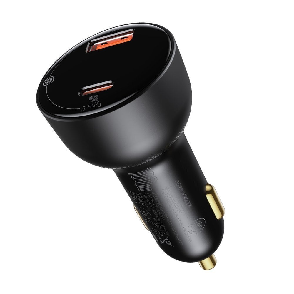 Автомобильное зарядное устройство Baseus Superme Car charger, USB, USB-C,  100W + USB-C cable (black) цена | kaup24.ee