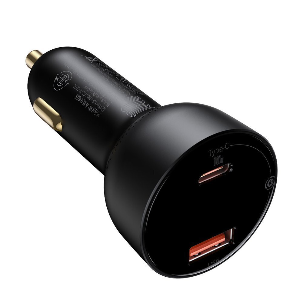 Автомобильное зарядное устройство Baseus Superme Car charger, USB, USB-C,  100W + USB-C cable (black) цена | kaup24.ee