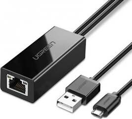 Ugreen väline võrguadapter USB 100Mbps Chromecasti jaoks 1 m kaabliga must (30985) цена и информация | Адаптеры и USB-hub | kaup24.ee