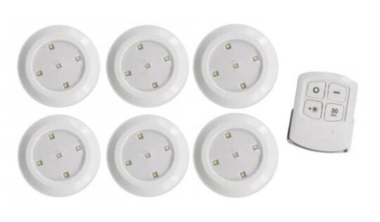 Juhtmeta LED-lambid kaugjuhtimispuldiga (6 tk.) hind ja info | LED ribad | kaup24.ee