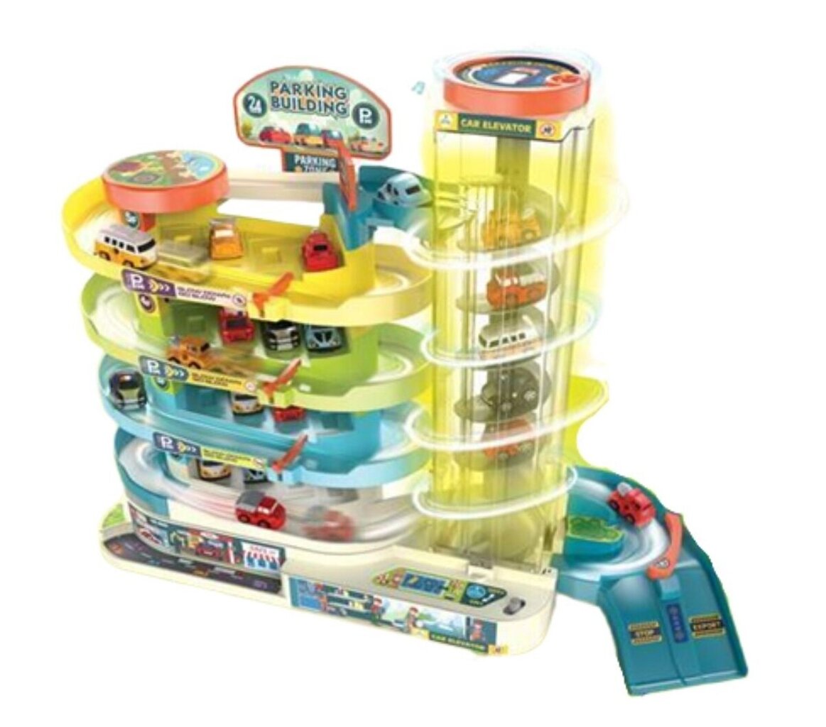 5-korruseline mänguasjade parkla 4 autoga hind ja info | Poiste mänguasjad | kaup24.ee