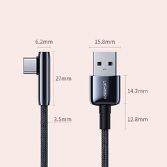 Угловой кабель Ugreen USB - USB Type C 5 A Quick Charge 3.0 SCP FCP, 0.5 м, черный (70282 US313) цена и информация | Кабели для телефонов | kaup24.ee