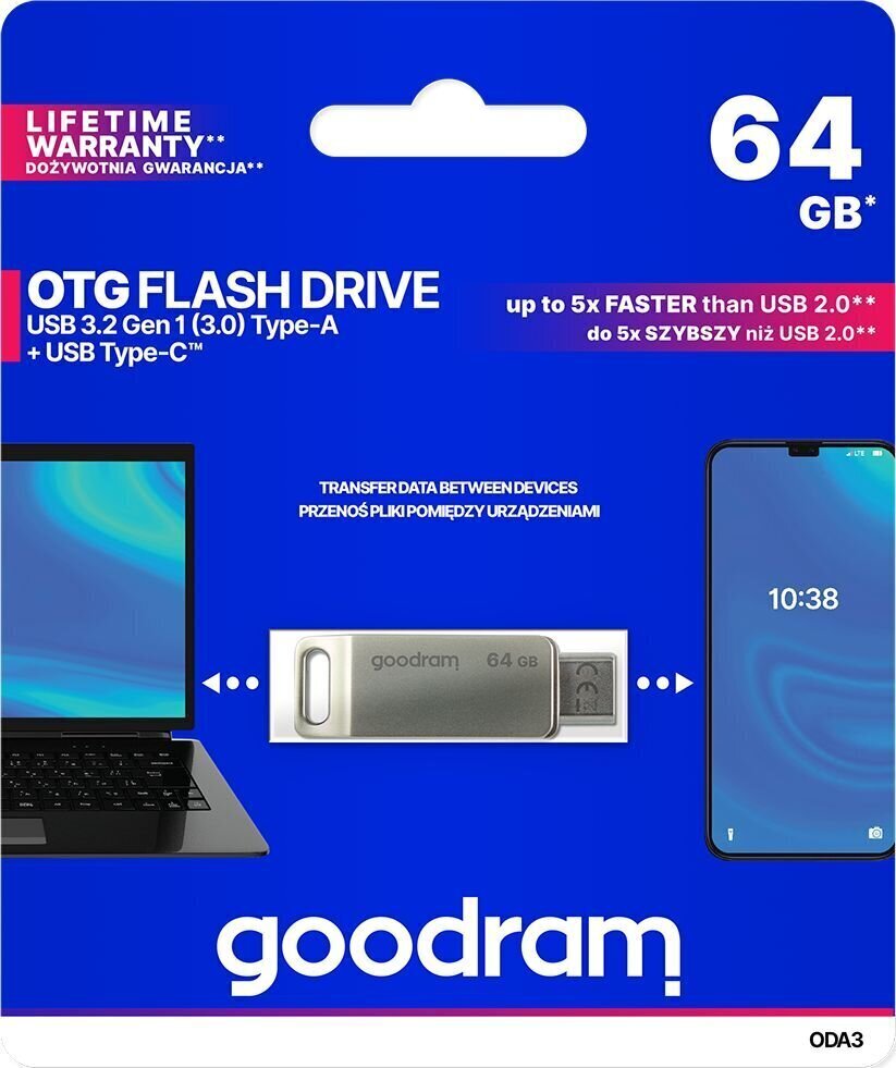 GoodRam ODA3-0640S0R11, 64 GB, USB 3.0 цена и информация | Mälupulgad | kaup24.ee