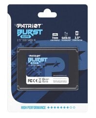 SSD|PATRIOT|Burst Elite|240GB|SATA 3.0|3D NAND|Kirjutuskiirus 320 MBait/s|Lugemiskiirus 450 MBait/s|2,5"|TBW 100 TB|PBE240GS25SSDR hind ja info | Sisemised kõvakettad (HDD, SSD, Hybrid) | kaup24.ee