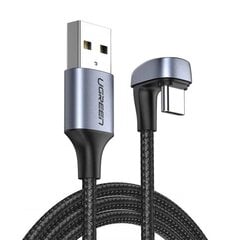 Кабель USB Type C угловой 1 м, 3 A, Ugreen Nylon Braided USB - для геймеров серый (70313) цена и информация | Кабели для телефонов | kaup24.ee