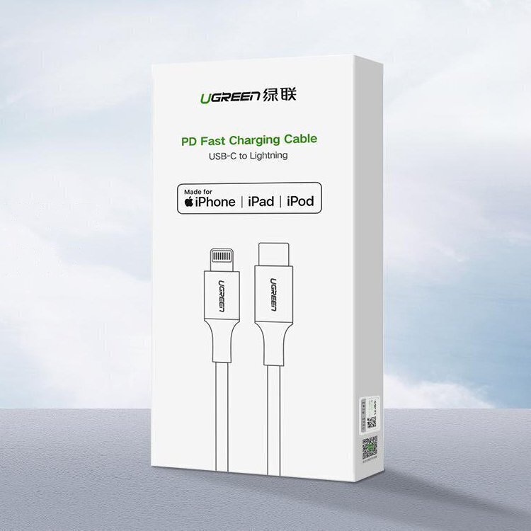 Ugreen USB Typ C – Lightning MFI kaabel 1 m 3 A 36 W hõbe (70523) цена и информация | Mobiiltelefonide kaablid | kaup24.ee