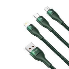 Alus 3in1 USB – Lightning / USB Typ C / mikro-USB andmelaadimiskaabel 1,2 m 5 A 480 Mbps 40 W roheline (CA1T3-06) цена и информация | Кабели для телефонов | kaup24.ee