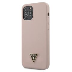 GUHCP12LLSTMLP Guess Silicone Metal Triangle Cover for iPhone 12 Pro Max 6.7 Light Pink цена и информация | Чехлы для телефонов | kaup24.ee