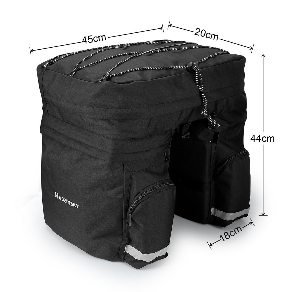 Wozinsky Bicycle Bike Pannier Bag Tagumine pagasiruumi kott õlarihma ja pudelikarbiga 60L must (WBB13BK) цена и информация | Rattakotid ja telefonikotid | kaup24.ee