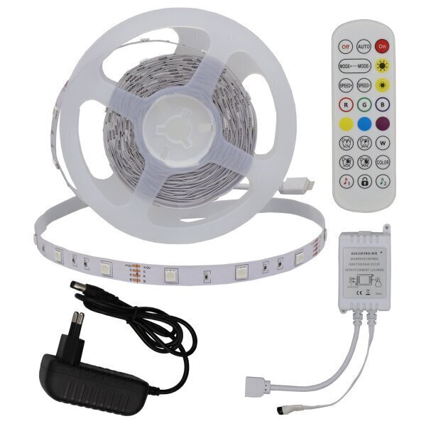 LED-teibikomplekt veekindel 5m ( adapter + IR-kontroller + pult) RGB 60 Diodes/m Optonica цена и информация | LED ribad | kaup24.ee