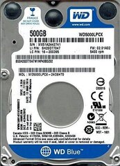 HDD SATA2.5" 500GB 5400RPM/16MB WD5000LPCX WDC hind ja info | Sisemised kõvakettad (HDD, SSD, Hybrid) | kaup24.ee