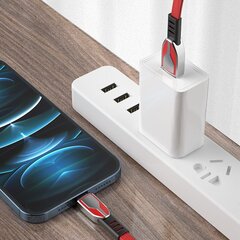 Ткань из цинкового сплава в оплетке Dudao USB - USB Type C 5 A, 1 м, usb-кабель, красный (L3PROT) цена и информация | Кабели для телефонов | kaup24.ee