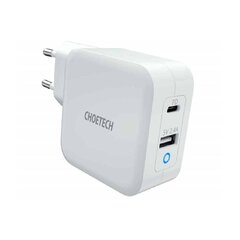 Choetech fast GaN wall charger USB Type C PD USB-A QC3.0 65W 3,25A white (PD8002) цена и информация | Зарядные устройства для телефонов | kaup24.ee