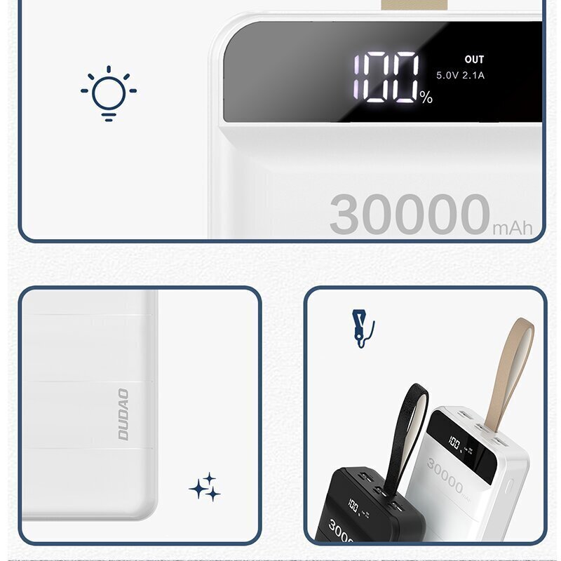 Dudao universaalne laadija seadmetele 30000 mAh / 3x USB must цена и информация | Akupangad | kaup24.ee