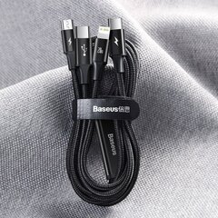 Baseus Rapid 3in1 USB Type C – USB Type C / Lightning / micro USB kaabel 20 W 1,5 m roheline (CAMLT-SC06) hind ja info | Mobiiltelefonide kaablid | kaup24.ee