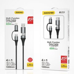 Dudao 4in1 Micro USB - Lightning/ USB Type C - USB Multifunktsionaalne andmekaabel Toitejuhe 65W 1m hall hind ja info | Mobiiltelefonide kaablid | kaup24.ee