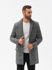 Классическое мужское пальто Ombre C499 в клетку черного цвета цена и информация | Мужские пальто | kaup24.ee