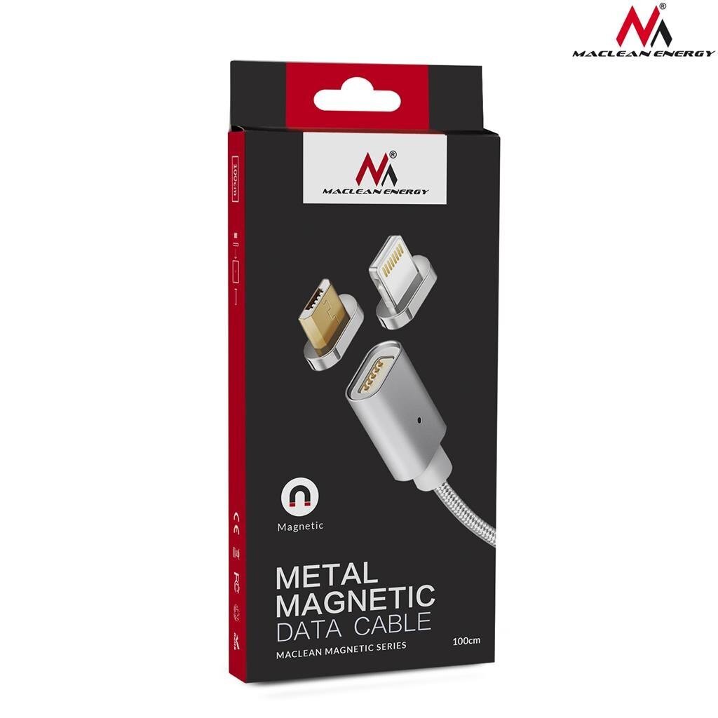 Magnetiline mikro-USB kaabel hõbedane Maclean Energy MCE 160 hind ja info | Kaablid ja juhtmed | kaup24.ee
