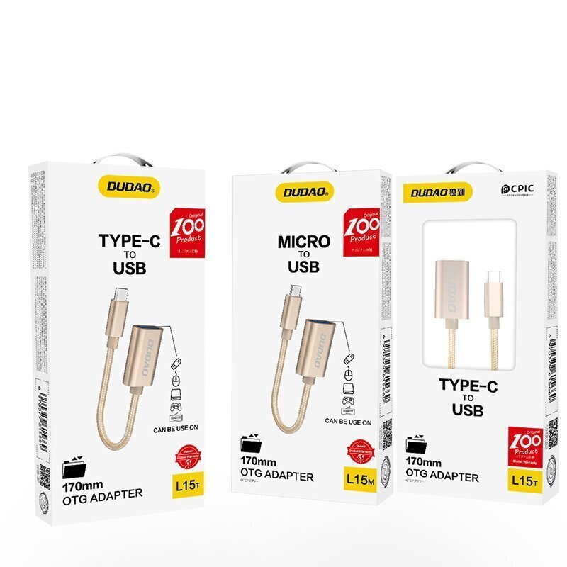 Dudao USB to micro USB 2.0 OTG adapter cable grey (L15M) hind ja info | USB jagajad, adapterid | kaup24.ee