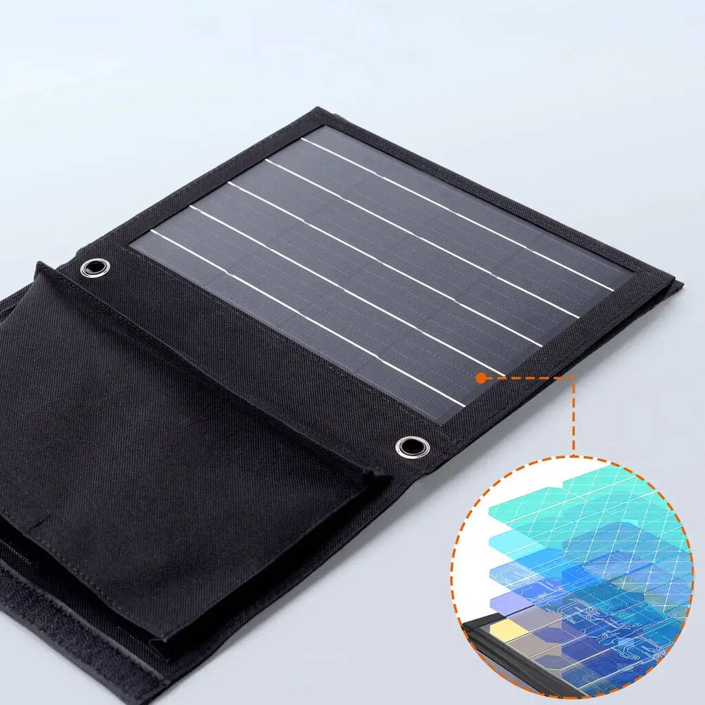 Choetech foldable travel solar solar charger 22W solar panel 2x USB 5V / 2.4A / 2.1A solar panel (82 x 24 cm) black (SC005) hind ja info | Akupangad | kaup24.ee