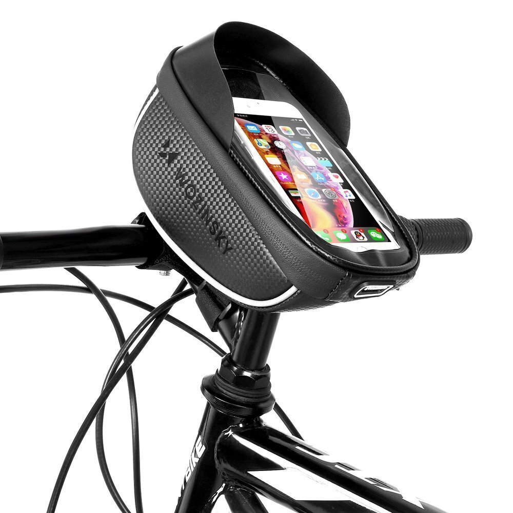 Wozinsky Bicycle Front Frame Handlebar Bag Touch Screen Phone Holder 1L black (WBB16BK) цена и информация | Telefoni kaaned, ümbrised | kaup24.ee