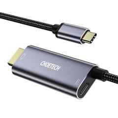 Однонаправленный адаптер Choetech USB тип C (папа) на HDMI 4K 60Hz (папа) + блок питания Power Delivery 60Вт 1.8м серый (XCH-M180-GY) цена и информация | Адаптер Aten Video Splitter 2 port 450MHz | kaup24.ee