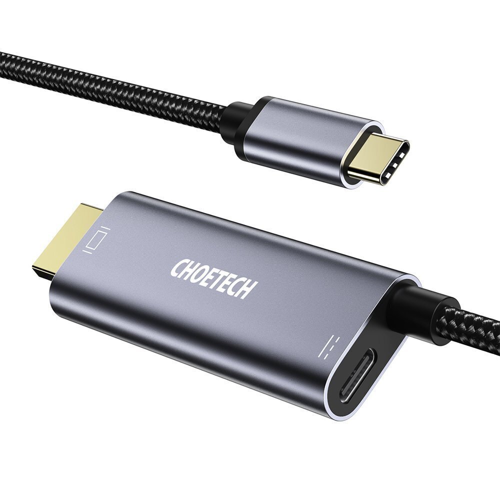 Choetech unidirectional adapter USB type C (male) to HDMI 4K 60Hz (male) + power supply Power Delivery 60W 1,8m gray (XCH-M180-GY) цена и информация | USB jagajad, adapterid | kaup24.ee