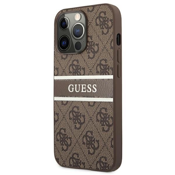 GUHCP13X4GDBR Guess PU 4G Printed Stripe Case for iPhone 13 Pro Max Brown hind ja info | Telefoni kaaned, ümbrised | kaup24.ee