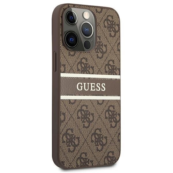 GUHCP13X4GDBR Guess PU 4G Printed Stripe Case for iPhone 13 Pro Max Brown hind ja info | Telefoni kaaned, ümbrised | kaup24.ee