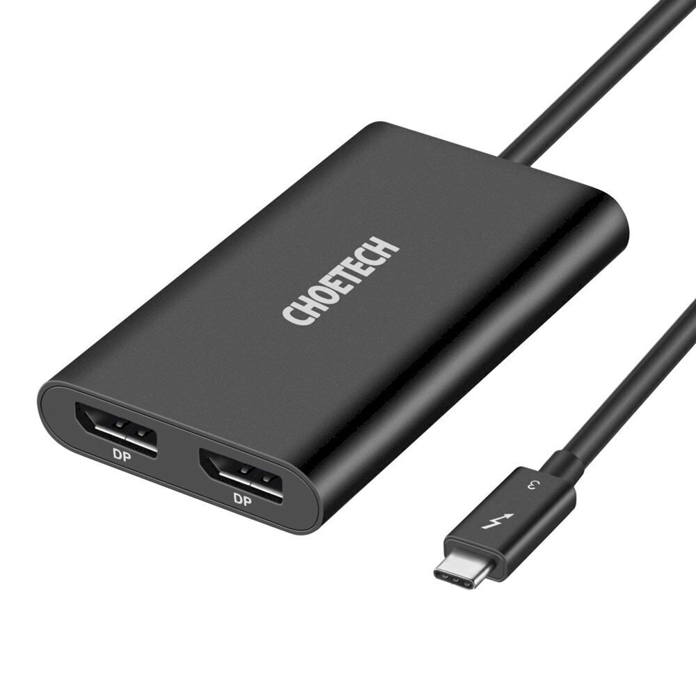 Choetech plug adapter USB Type C Thunderbolt 3 (40Gbps) - 2x DisplayPort 4K 60Hz black (HUB-D03) цена и информация | USB jagajad, adapterid | kaup24.ee