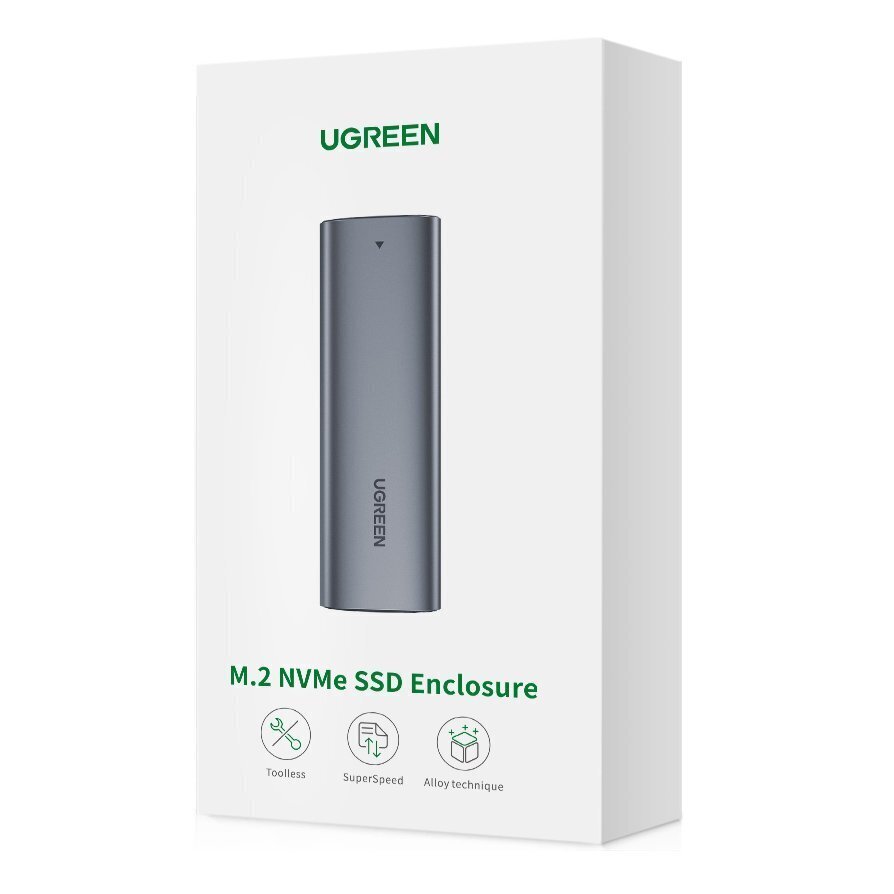 Ugreen välise SSD-draivi M.2 korpuse korpus USB 3.2 Gen 2 (SuperSpeed ​​​​USB 10 Gbps) + kaabel USB Type C 0,5 m hall (CM400 10902) hind ja info | Mobiiltelefonide kaablid | kaup24.ee