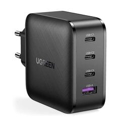 Ugreen kiirlaadija PPS 65W USB / 3x USB Typ C Quick Charge 3.0 Power Delivery SCP FCP AFC (galliumnitriid) must (CD224 70774) hind ja info | Mobiiltelefonide laadijad | kaup24.ee