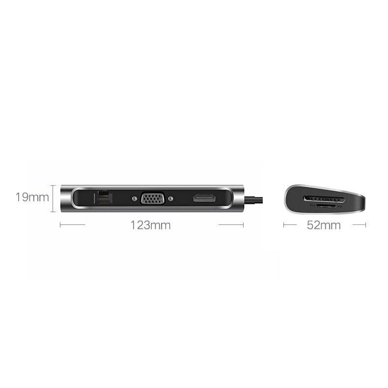 UGREEN 10in1 adapter USB-C to HDMI 4K, 3x USB 3.0, Type-C, RJ45, SD, Micro SD, AUX (hall) цена и информация | Mobiiltelefonide kaablid | kaup24.ee