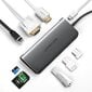 UGREEN 10in1 adapter USB-C to HDMI 4K, 3x USB 3.0, Type-C, RJ45, SD, Micro SD, AUX (hall) hind ja info | Mobiiltelefonide kaablid | kaup24.ee